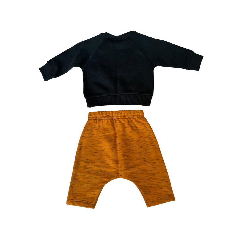Milon Baby Navy Blue/Brown Long Sleeve Tee And Pajama Two Piece Set Size 3 month - Picture 2 of 11